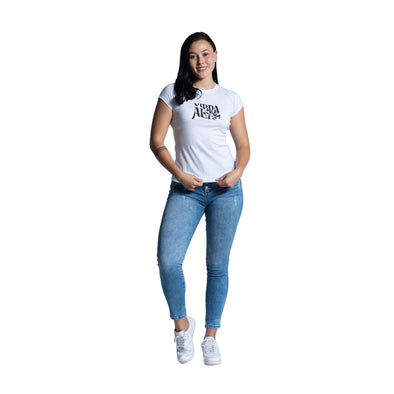 Camiseta blanca "VIBRA ALTO" Veintidós | Energía Positiva